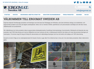 Skärmdump över layouten på Ergomats hemsida